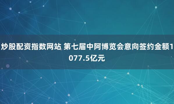 炒股配资指数网站 第七届中阿博览会意向签约金额1077.5亿元