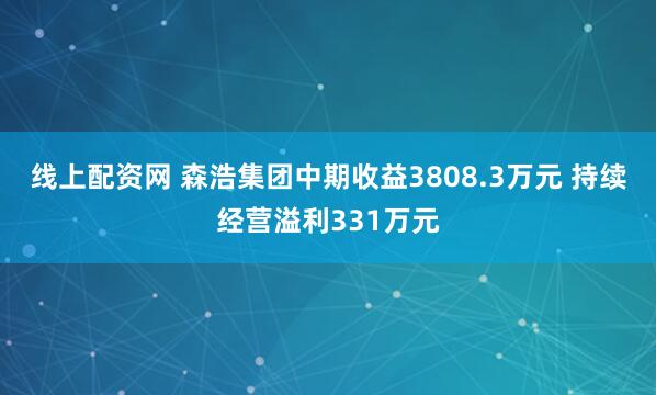 线上配资网 森浩集团中期收益3808.3万元 持续经营溢利331万元