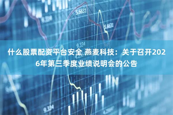什么股票配资平台安全 燕麦科技：关于召开2026年第三季度业绩说明会的公告